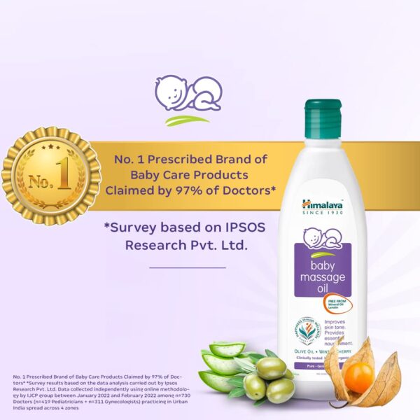 Himalaya Baby Massage Oil – 500ml for strong bones & muscles | with Vitamin E | No. 1 Doctor Prescribed - Image 2