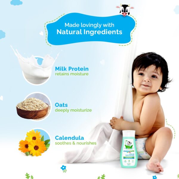 Mamaearth Milky Soft Head to Toe Wash With Oats, Milk, and Calendula for Babies | 2-in-1 Tear-Free Body Wash & Shampoo | Moisturizes and Soothes Skin | 400 ml - Image 2