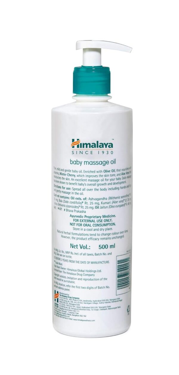 Himalaya Baby Massage Oil – 500ml for strong bones & muscles | with Vitamin E | No. 1 Doctor Prescribed - Image 3
